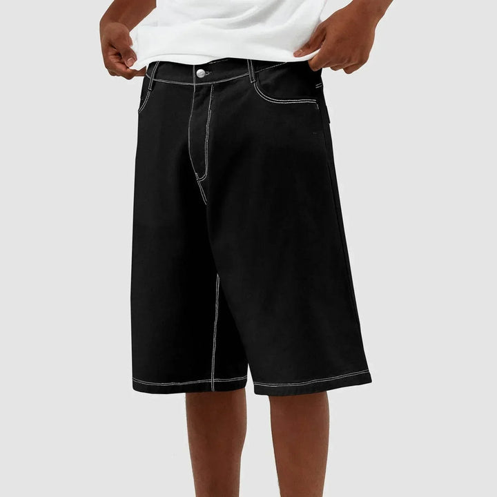 Vintage-gewaschene Herren Baggy Shorts im lässigen Fit, knielang, vielseitig für Sommer und Freizeit.