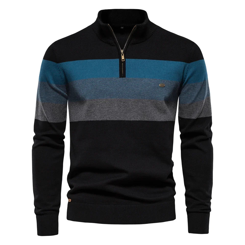 Herren Strickpullover, warm & weich, mit Reißverschluss, ideal für Herbst- und Wintermode.