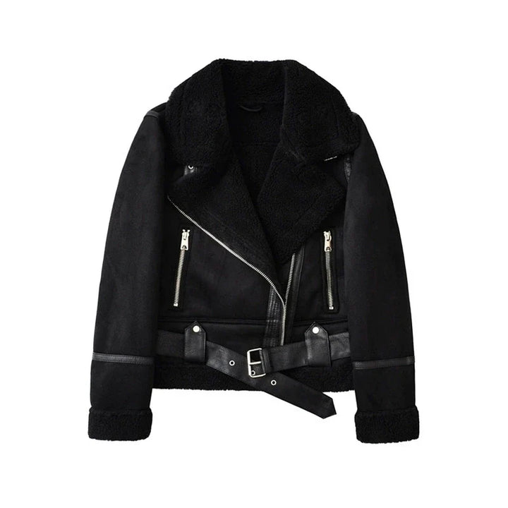Eleganter Damen Kurzmantel für Herbst & Winter, tailliert geschnitten mit auffälligem Reißverschluss. Modische Freizeitjacke.
