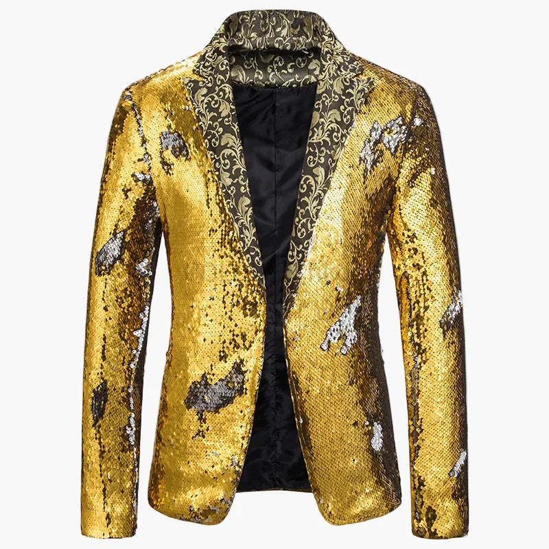 Herren Pailletten Sakko, glamouröser Glitzer Blazer für Bühne, Party & festliche Anlässe.