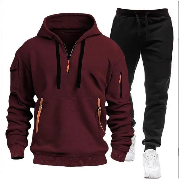 Lässiger Herren Sportanzug mit Kapuzenpullover & Jogginghose, perfekt für Sport & Freizeit.
