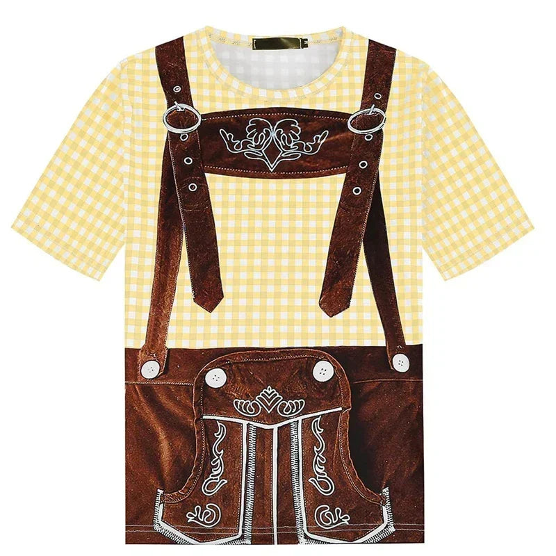 Lustiges Oktoberfest T-Shirt mit gedruckter Lederhose für Herren & Damen. Ideal für die Wiesn 2025.