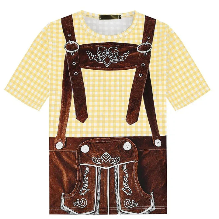 Lustiges Oktoberfest T-Shirt mit gedruckter Lederhose für Herren & Damen. Ideal für die Wiesn 2025.