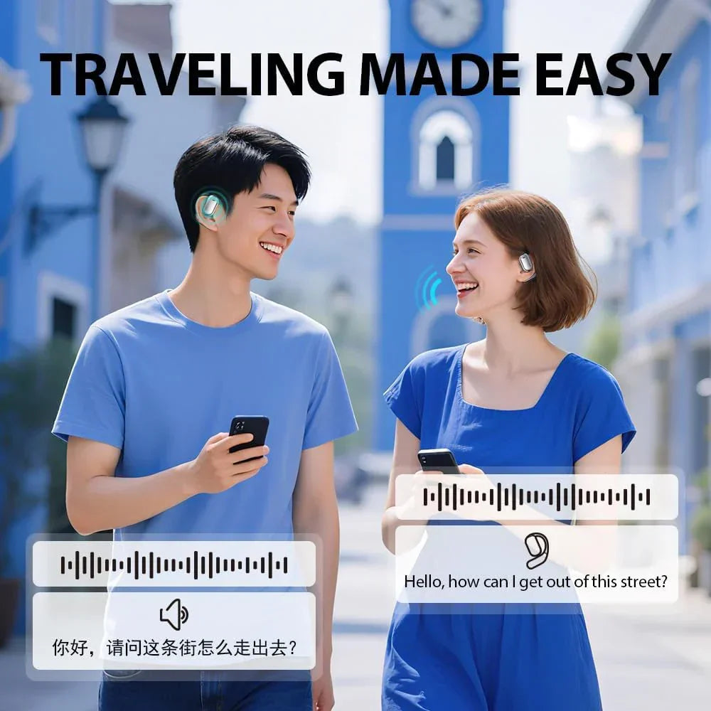 Lexora Echtzeit-Ohrhörer mit Display. Perfekt für Reisen & internationale Kommunikation. Überwindet Sprachbarrieren.