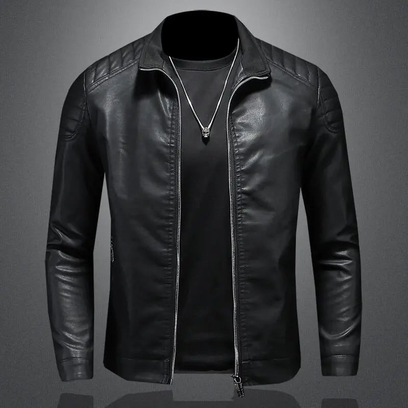 Produktbild: Blaue Slim Fit Übergangsjacke für Herren, eleganter Reißverschluss-Look.