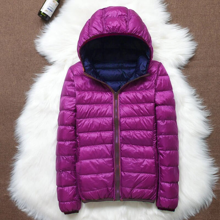 Elegante Übergangsjacke für Frauen, wendbar, leicht, ideal für Frühling und Herbsttage.