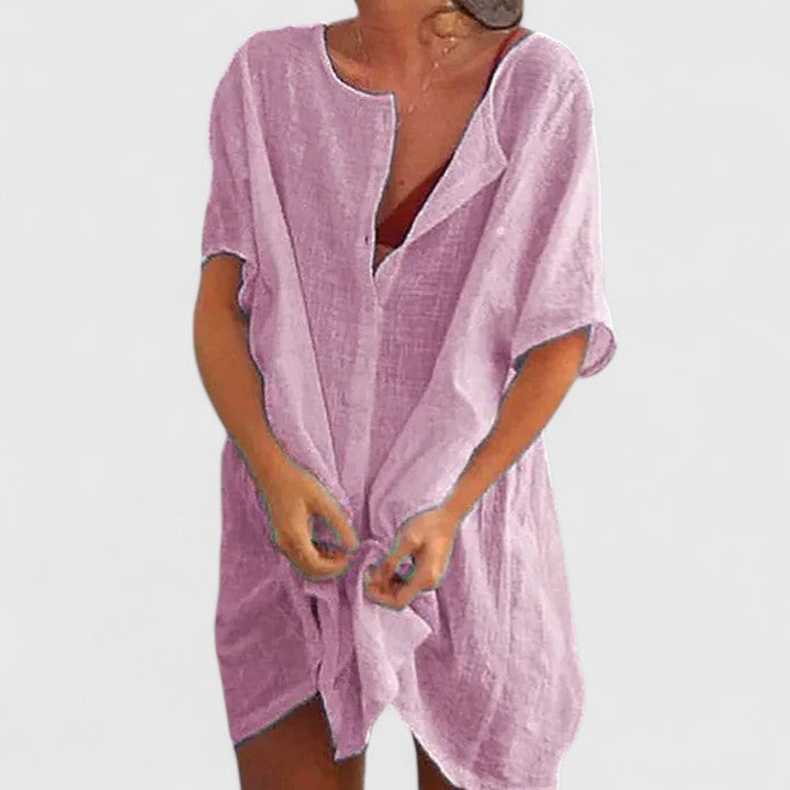 Elegantes Damen Sommerkleid, vielseitig für Strand & Stadt, bequem und leicht, ideal für warme Tage.