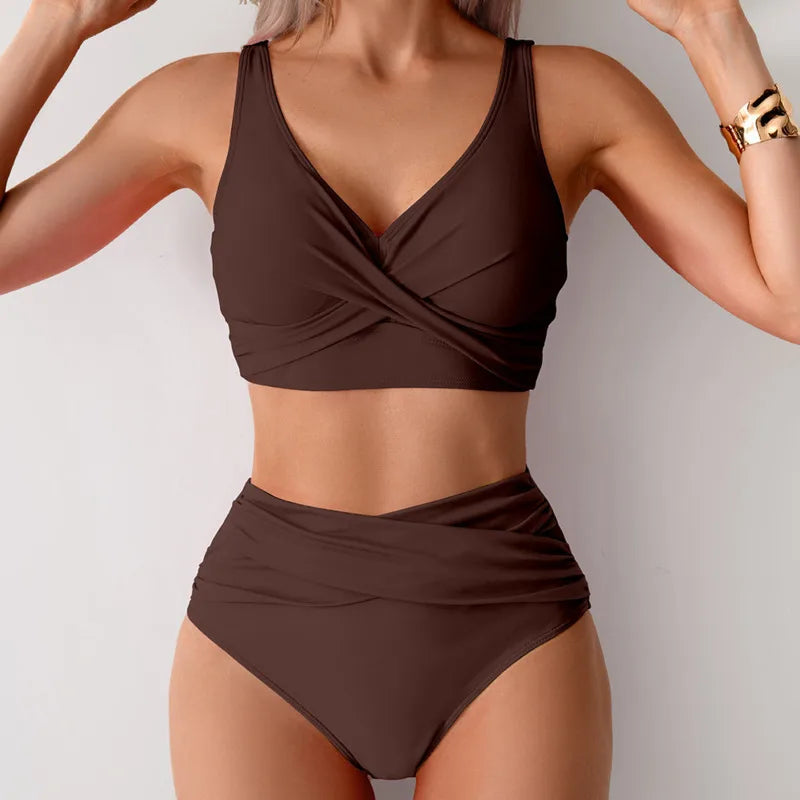 Damen High-Waist Push-Up Bikini Set, stilvolle Bademode für Strand & Pool, figurbetonend.