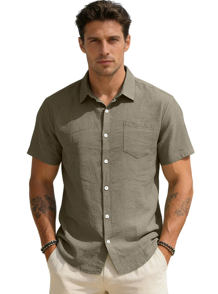 Vielseitiges, einfarbiges Herren Sommerhemd mit kurzen Ärmeln, perfekt für Outdoor und Freizeitmode.