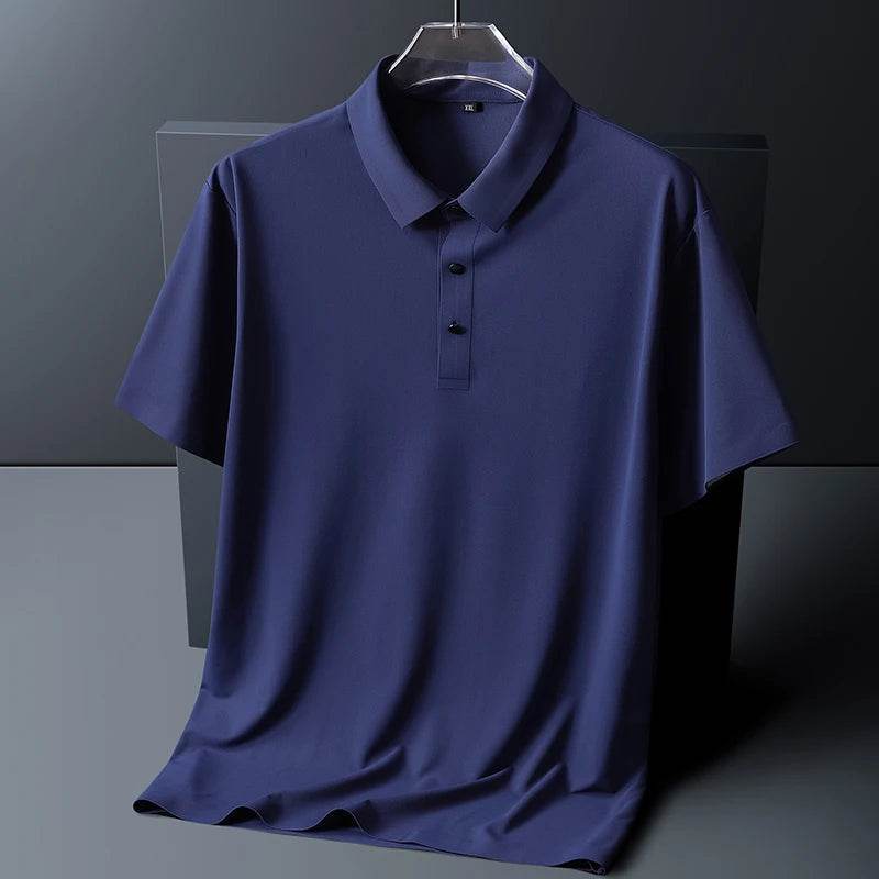 Elegantes Herren Polohemd kurzarm, knitterarm und stretchig, ideal für Business Casual und Freizeit im Sommer.
