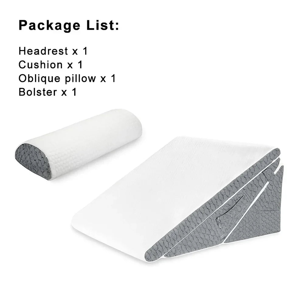 Orthopädisches Betten-Keilkissen-Set, verstellbar für Lendenwirbelstütze, Beinauflage oder Sitzkomfort.
