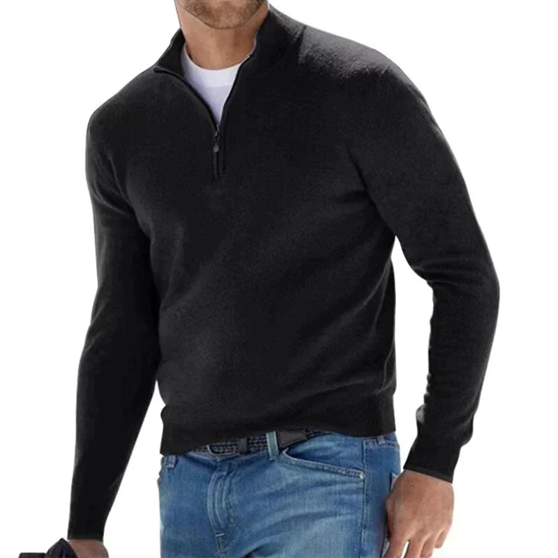 Hochwertiger Herren Strickpullover mit Reißverschluss. Langarm, komfortabel und klassisch für jeden Anlass.
