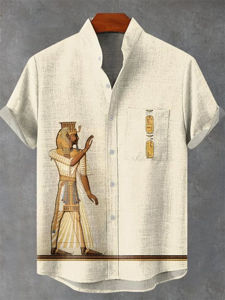 Stilvolles Kurzarm Herren Hemd im Bohemian-Look, ideal für Urlaub, Strand und warme Tage.