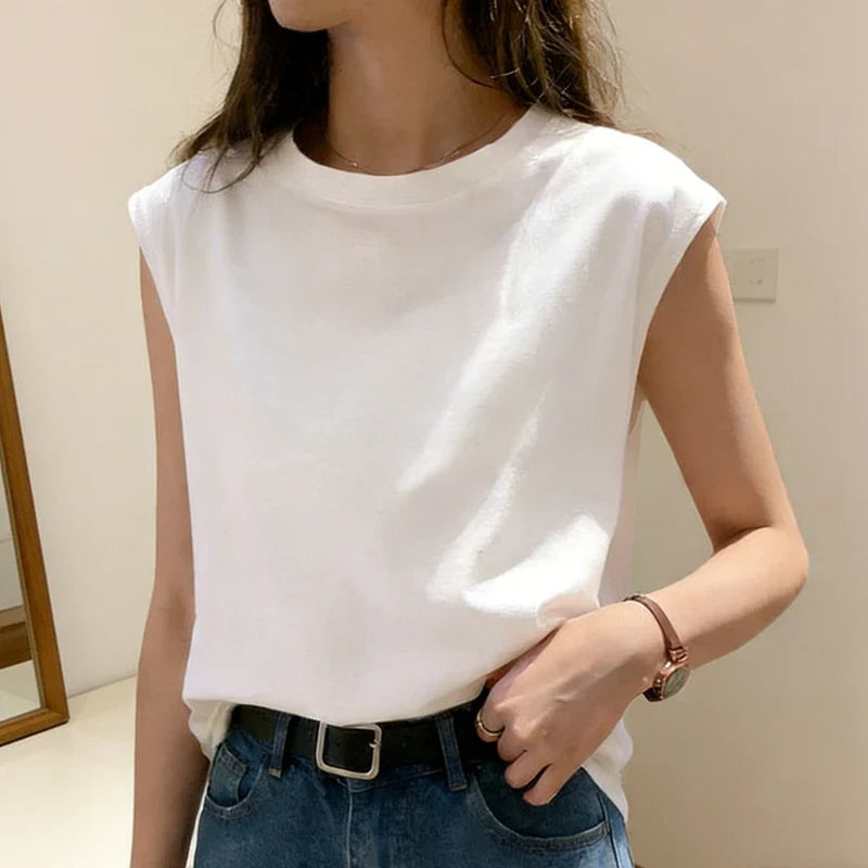 Damen Tanktop ärmellos, locker sitzend und bequem, ideal als Basic für Sommermode und Freizeit.