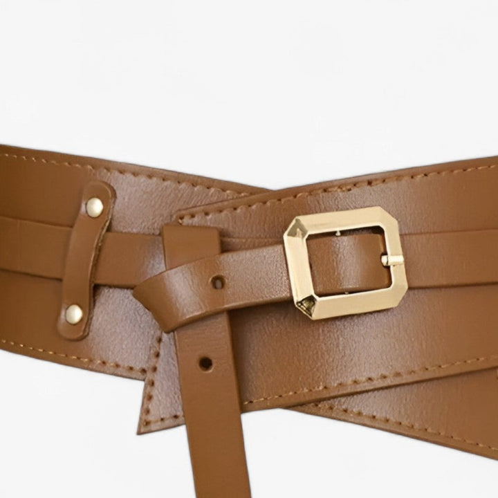 Schwarzer Damen Taillengürtel, verstellbar, mit stilvoller goldener Schnalle. Modisches Accessoire für Outfits.