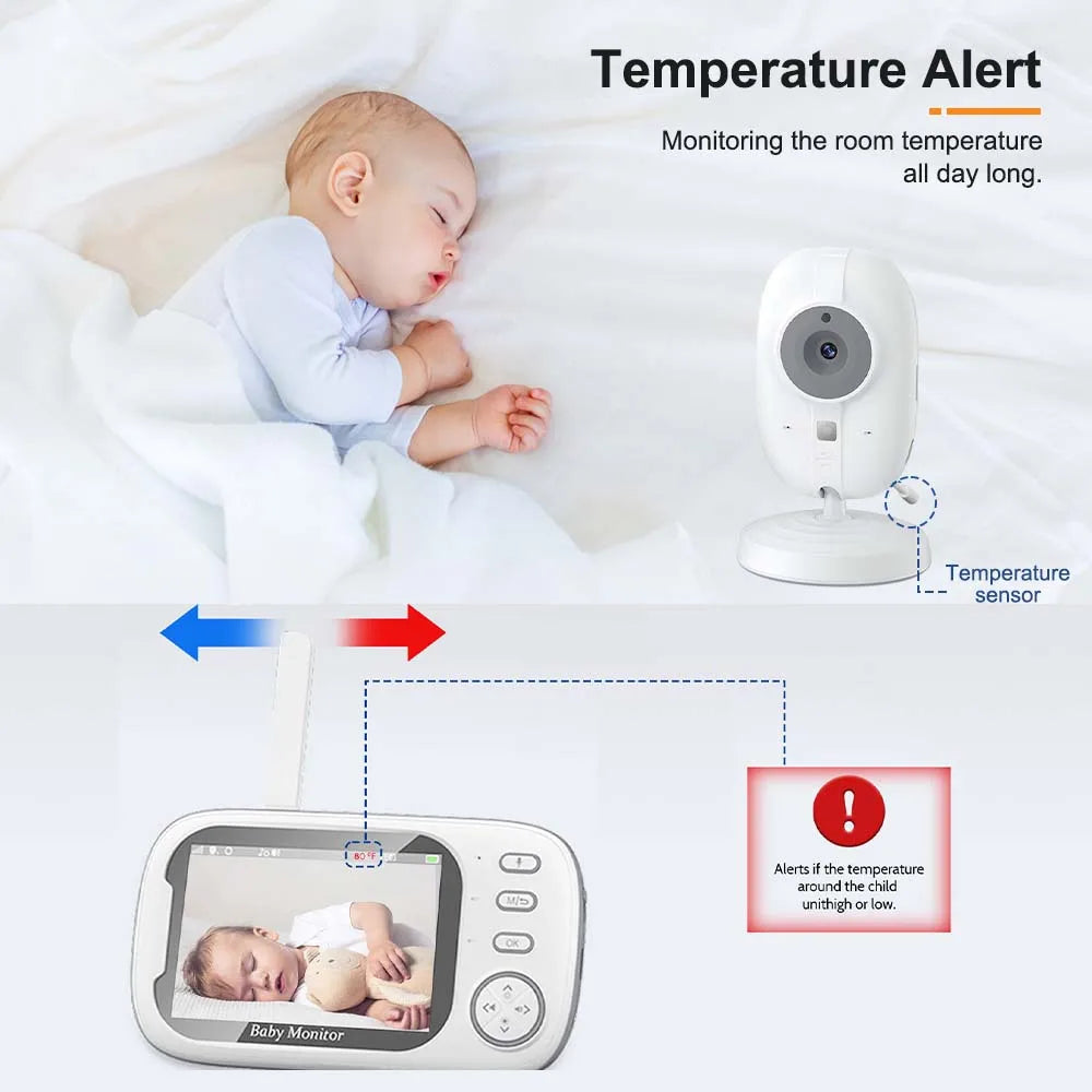 Nahaufnahme des Babyphone-Monitors zeigt präzise Temperaturanzeige im Babyzimmer.
