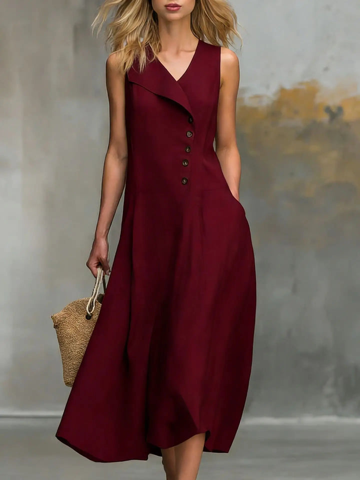 Damen Freizeit Maxikleid mit praktischen Seitentaschen, bequemer Schnitt und elegantes Design.