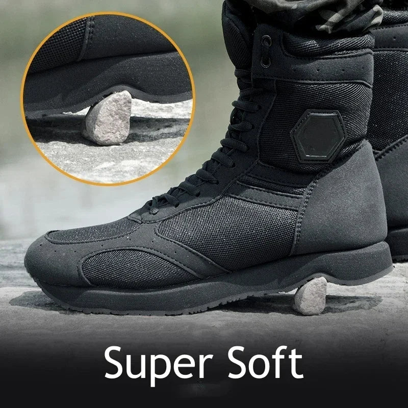 Robuste schwarze Outdoorschuhe für Herren; knöchelhohe Stiefel perfekt für Abenteuer.