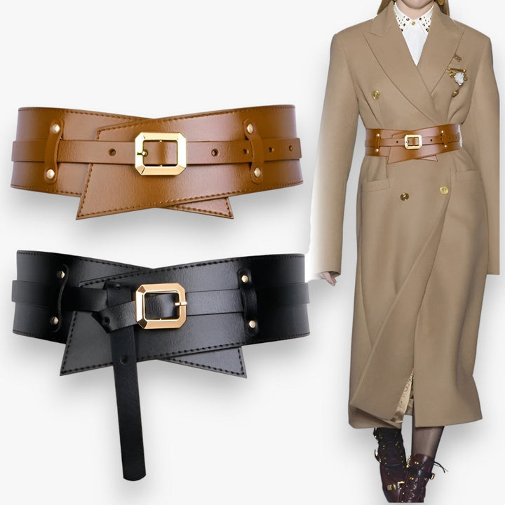Bordeauxroter Damen Taillengürtel mit goldfarbener Schnalle. Schickes Accessoire für Kleider, Hosen & Jeans.
