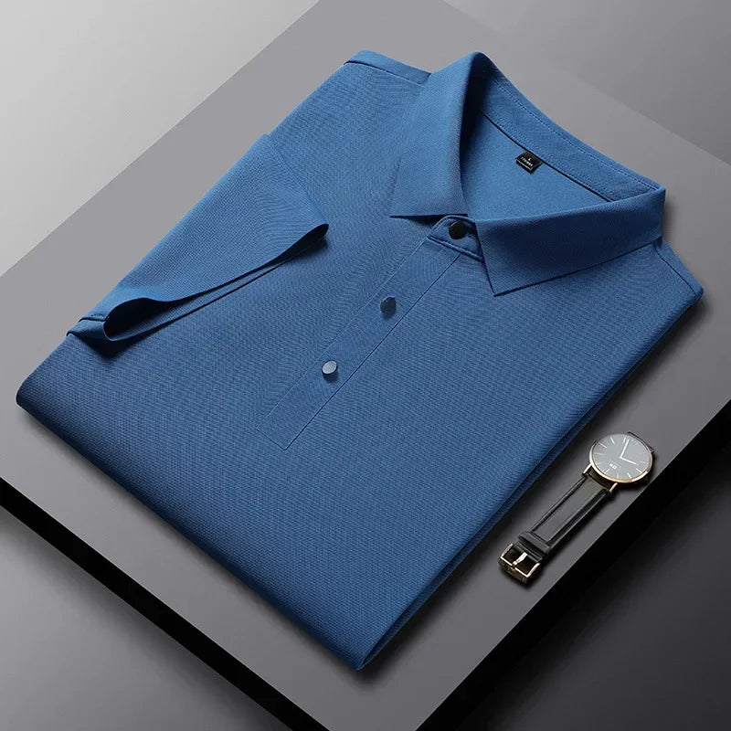 Bequemes Herren Strukturkraft Polo-Shirt. Kurzarm Oberteil, unifarben, ideal für jeden Anlass.