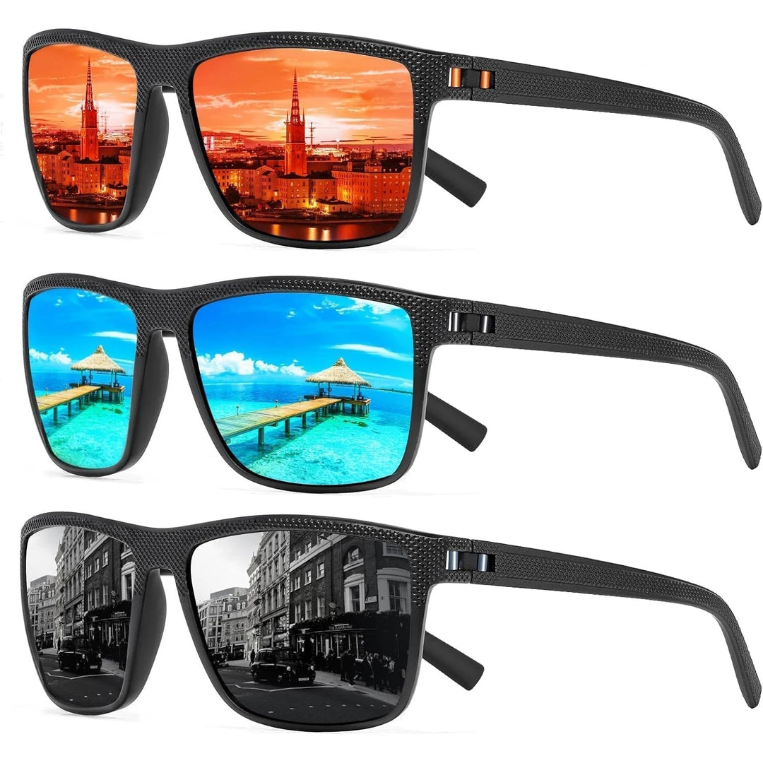 Unisex-Sonnenbrillen 3er-Pack mit UV-Schutz, polarisiert; perfekt für Reisen, Autofahren & Outdoor-Aktivitäten.