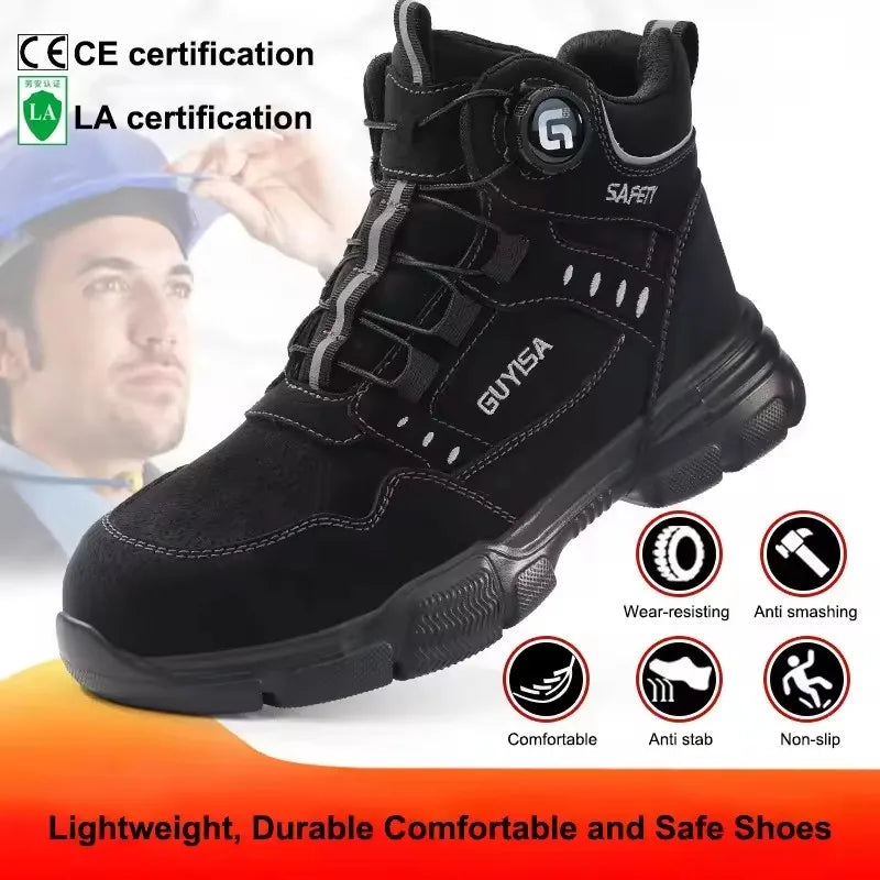 Moderne Damen Sicherheitsstiefel mit Zehenschutz, Drehverschluss und rutschfester Sohle. Perfekte Arbeitsschuhe.