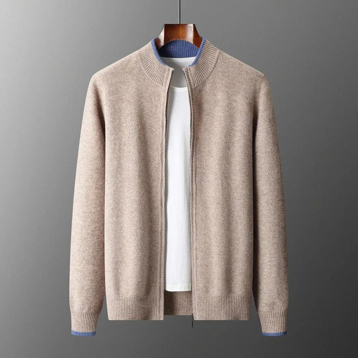 Elegante Herrenjacke in Khaki, stilvoll & vielseitig für Business und Freizeit. Perfekte Übergangsjacke.