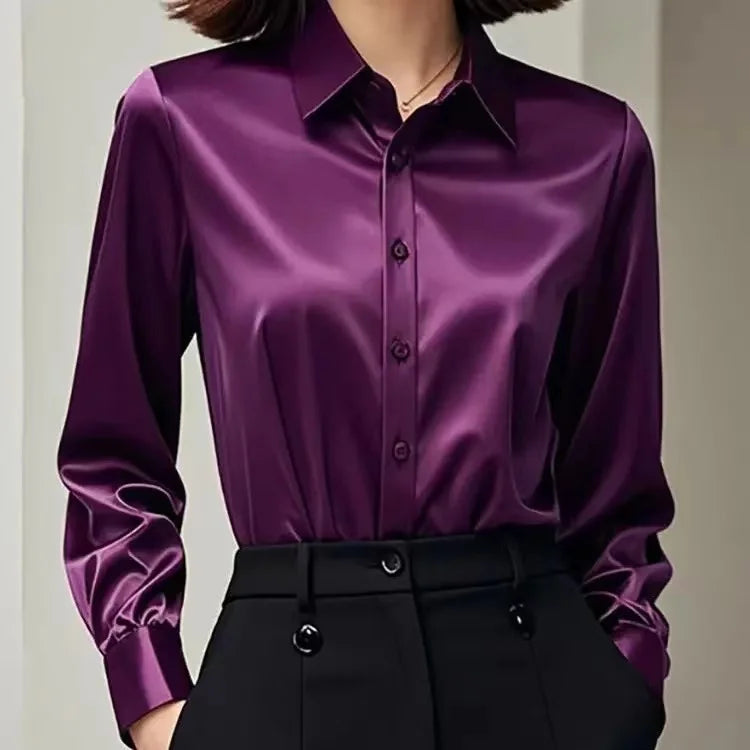 Elegante Damen Langarmbluse mit Knopfleiste, ideal für Büro, Business Casual & festliche Anlässe.