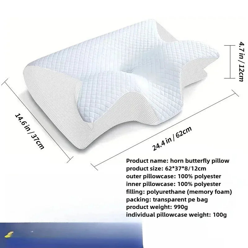 Nackenkissen in Schmetterlingsform, ergonomisch designt, für gezielte Nackenentlastung und besseren Schlafkomfort.
