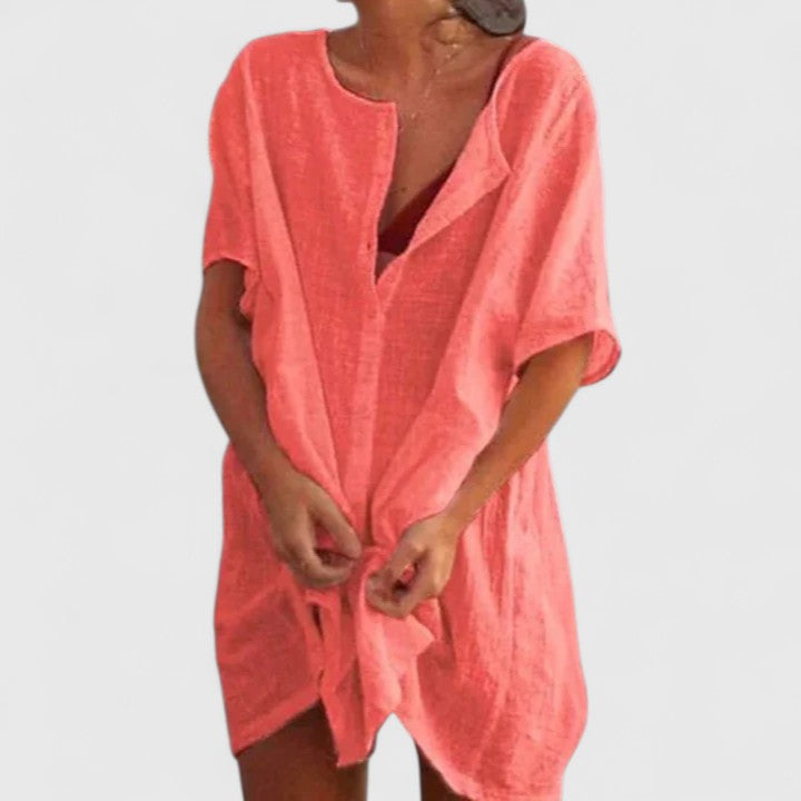 Vielseitiges Damen Sommerkleid, locker geschnitten, ideal für feminine Casual-Looks im Alltag.