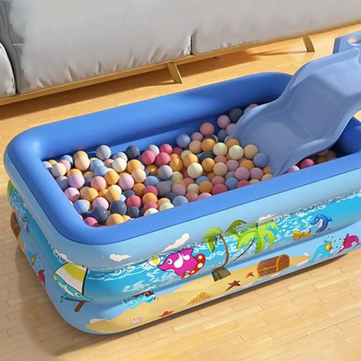 Geräumiges aufblasbares Kinder Planschbecken für Garten & Balkon; sicheres Wasserspielzeug für Kleinkinder im Sommer.
