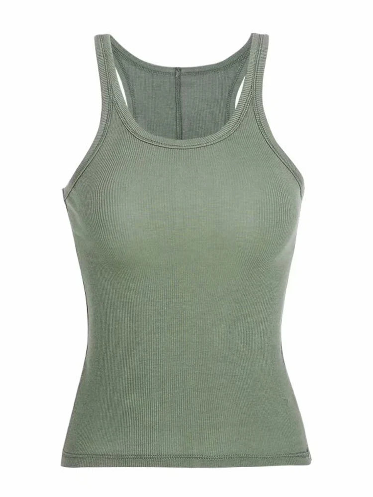 Klassisches Vintage 90er Damen Tanktop, ärmellos, einfarbig, vielseitig für Streetwear & Sommer.