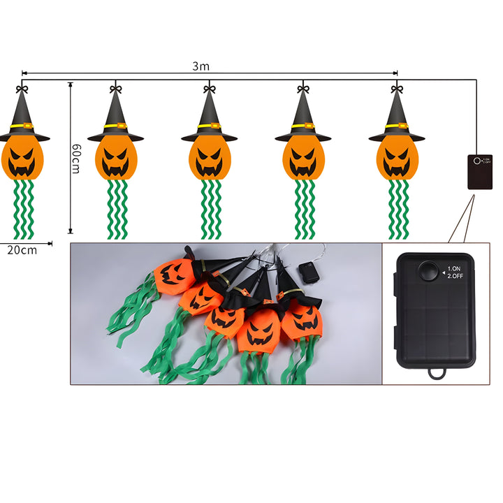 Dekorative LED Kürbisse: Eine batteriebetriebene Lichterkette bringt magisches Halloween-Flair in jedes Zuhause.