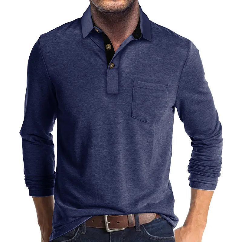 Freizeit-Herrenshirt, Langarm, Slim Fit, Knopfleiste. Lässiger und zugleich eleganter Look.