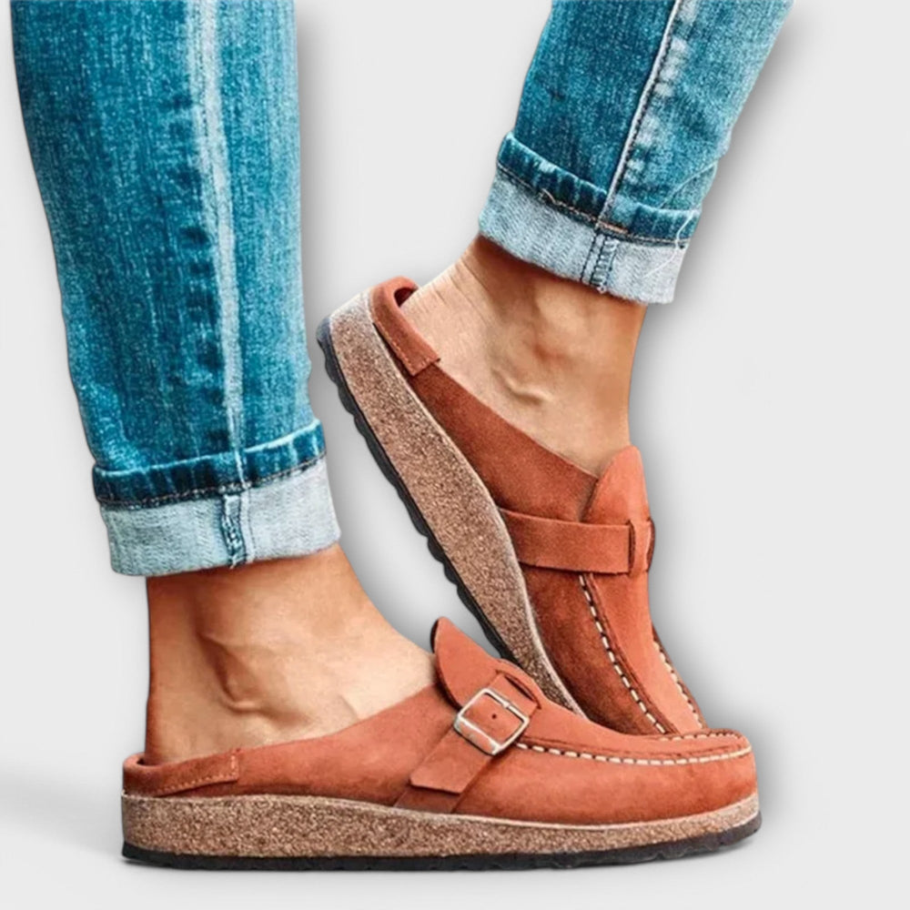 Lila Damen Mokassins, orthopädisch & bequem; praktische Slip-On Freizeitschuhe mit weicher Sohle.