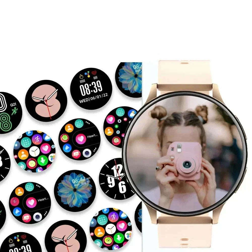 Moderne Digitaluhr für Damen mit smarten Funktionen, Touchscreen und individuellen Zifferblättern. Technologisch fortschrittlich.