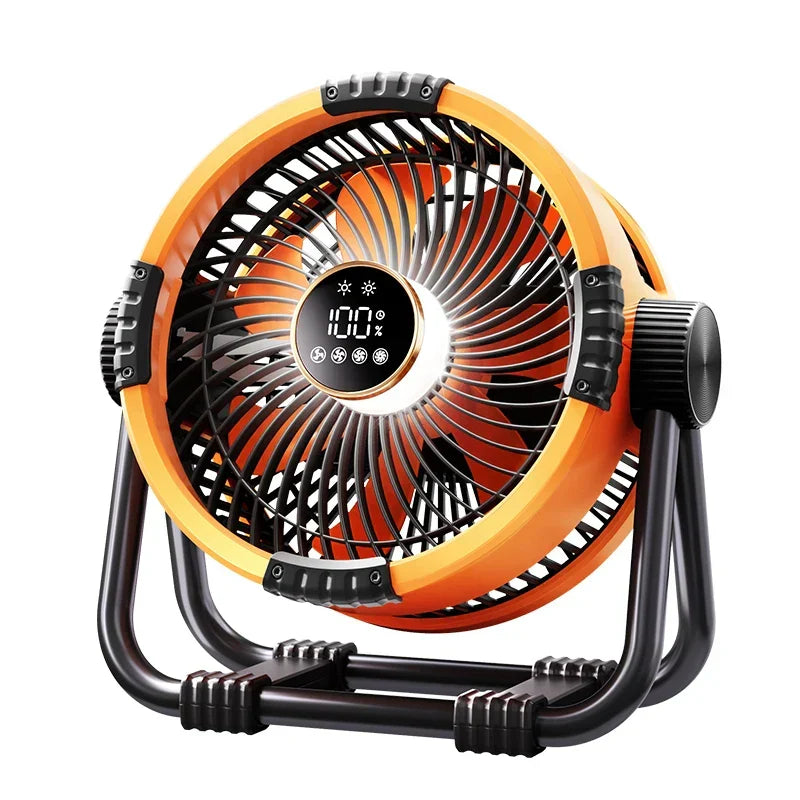 WindMate Campingventilator mit 20000mAh Akku, LED-Licht & Fernbedienung für Zelt & Outdoor-Kühlung.