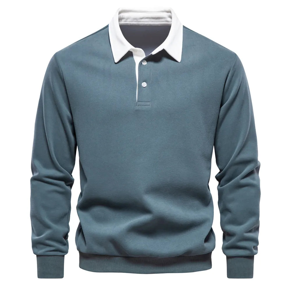 Hochwertiger Herren Langarm Polo Pullover, elegantes Design für anspruchsvolle Herren im Herbst.