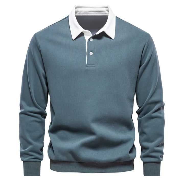 Hochwertiger Herren Langarm Polo Pullover, elegantes Design für anspruchsvolle Herren im Herbst.