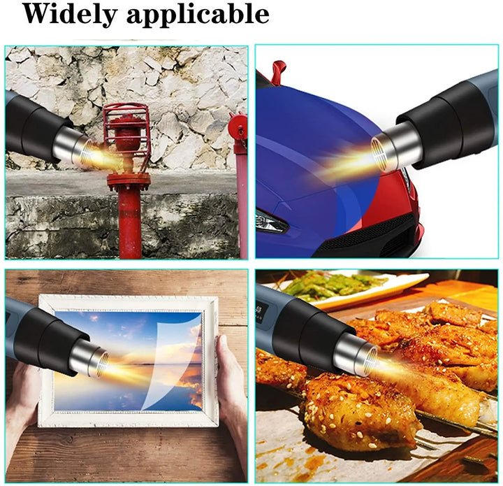 Dunkelblaues 2000W Heißluftgebläse zum präzisen Schrumpfen von Folien und professionelle Folierungsarbeiten.