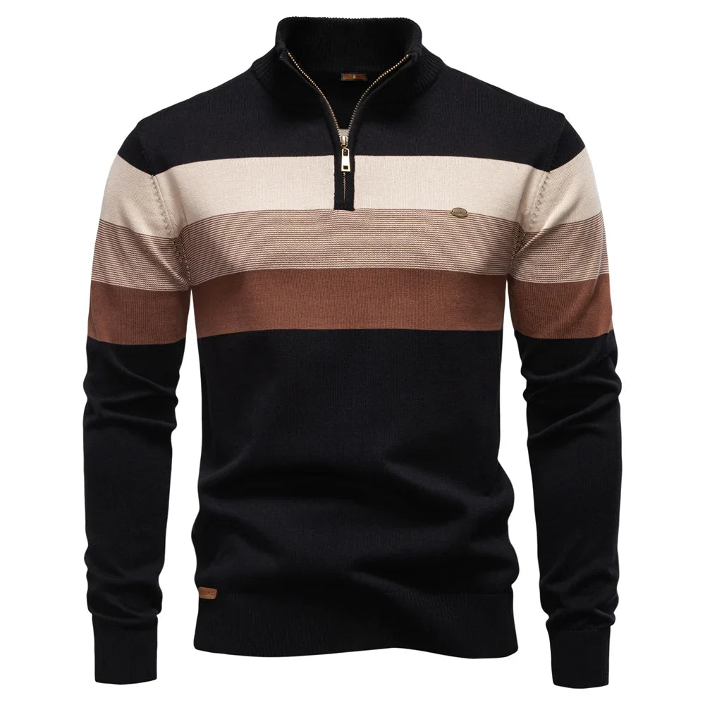 Moderner Herren Pullover aus Strick mit Reißverschluss, für eine warme und stylische Herbstsaison.