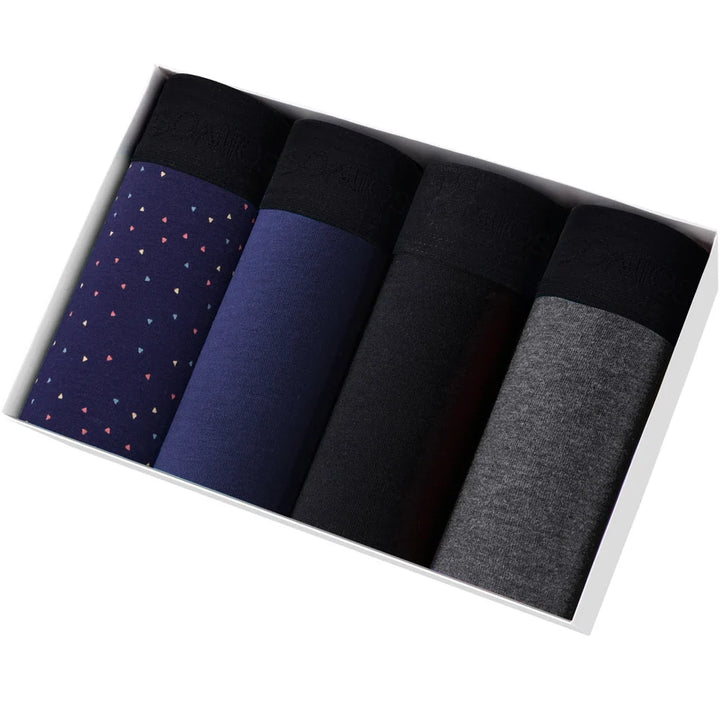 Herren Boxershorts mit bequemem Gummibund, 4er Pack für besten Halt im Alltag.