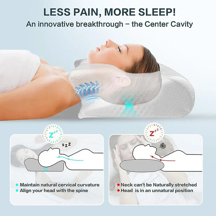 Premium Nackenkissen aus Memoryschaum für erholsamen Schlaf, ergonomisch geformt gegen Nackenverspannungen.