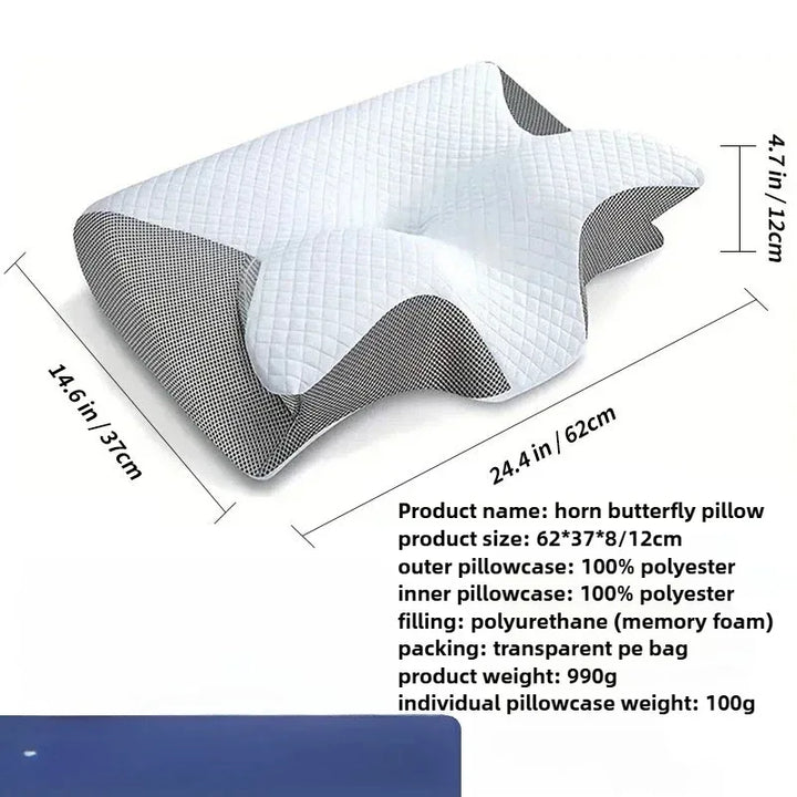 Memory Foam Nackenkissen für ergonomische Kopfstütze; passt sich ideal an und sorgt für erholsamen Schlaf.