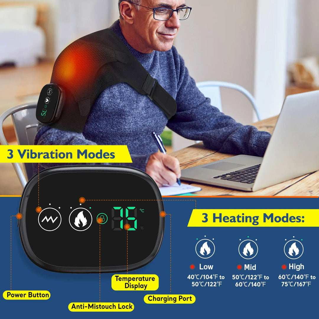 Kompaktes, tragbares Vibrationsmassagegerät für Knie, Schulter, Ellbogen. Ideal gegen Gelenkschmerzen.