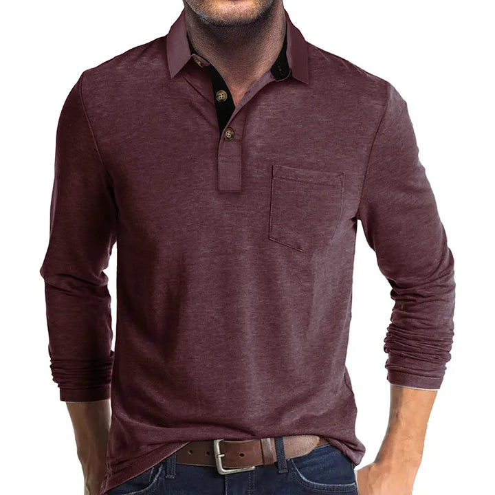 Herrenshirt, langärmlig, Slim Fit, mit dezenter Knopfleiste. Ideal für einen eleganten Casual-Look.