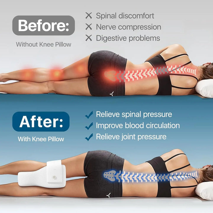 Ergonomisches Beinkissen aus Memory-Schaum für Seitenschläfer, lindert Rückenschmerzen und verbessert Schlafqualität.
