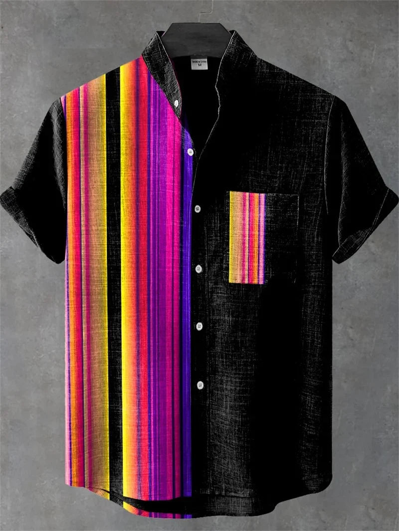 Trendiges Herren Bohemian Kurzarmhemd, ein Must-have für stilvolle Sommergarderobe und Urlaub.