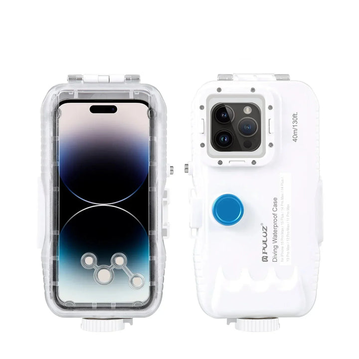 Wasserdichte AquaShield Tauchhülle für iPhone (14/15/16) mit 40m Tiefenschutz, ideal für Unterwasser-Fotografie.