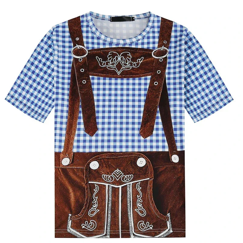 Unisex Oktoberfest T-Shirt im Lederhosen-Look. Perfekt für Wiesn & Mottoparty.